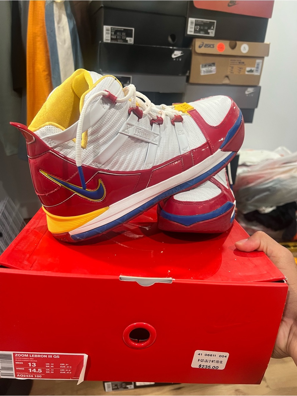 Nike LeBron 3 “Superbron” size 13 Basketball Sneakers in White, Red and Yellow